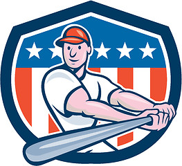 Image showing American Baseball Player Batting Shield Cartoon