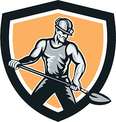 Image showing Coal Miner Hardhat Shovel Shield Retro