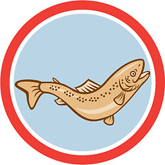 Image showing Trout Rainbow Jumping Circle Cartoon 