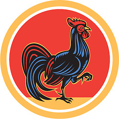 Image showing Chicken Rooster Marching Walking Circle Retro