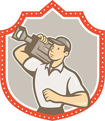 Image showing Cameraman Vintage Film Movie Camera Shield 