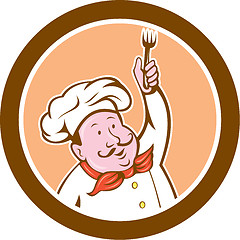 Image showing Chef Cook Holding Fork Cartoon