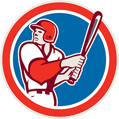 Image showing American Baseball Player Batter Hitter Circle Retro