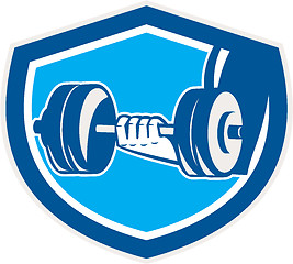 Image showing Hand Lifting Dumbbell Shield Retro