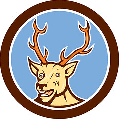 Image showing Stag Deer Happy Head Circle Cartoon