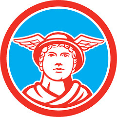 Image showing Mercury Head Winged Hat Circle Retro