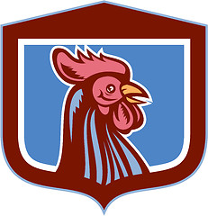Image showing Chicken Rooster Head Side View Shield Retro