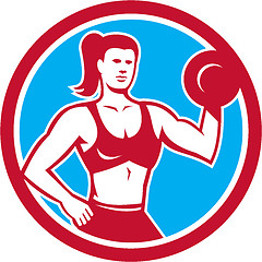 Image showing Personal Trainer Female Lifting Dumbbell Circle