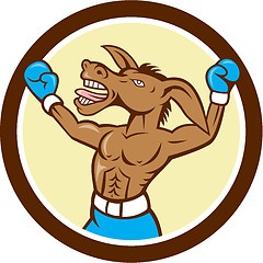 Image showing Donkey Boxing Celebrate Circle Cartoon