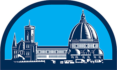 Image showing Dome of Florence Cathedral Retro Woodcut