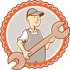 Image showing Mechanic Spanner Wrench Rosette Cartoon