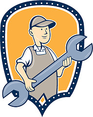 Image showing Mechanic Spanner Wrench Shield Cartoon