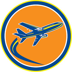 Image showing Commercial Jet Plane Airline Flying Retro
