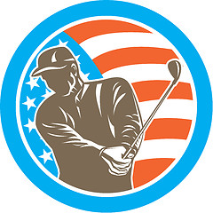 Image showing American Golfer Playing Golf Circle Retro