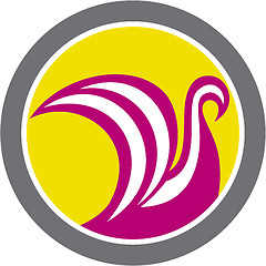 Image showing Swan Viking Ship Circle Retro