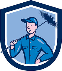 Image showing Chimney Sweep Worker Shield Cartoon