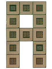Image showing letter A  made of old and dirty microprocessors