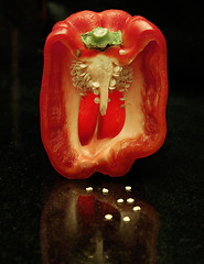 Image showing Wet Capsicum Halved