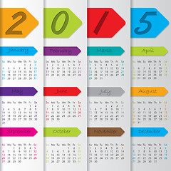 Image showing Arrow ribbon calendar for the year 2015