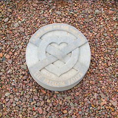 Image showing MELROSE ABBEY, MELROSE - JULY 23. Final resting place of the hea