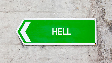 Image showing Green sign - Hell