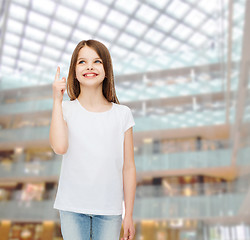 Image showing smiling little girl in white blank t-shirt