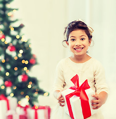 Image showing happy child girl with gift box