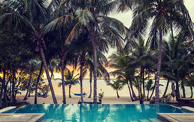 Image showing swimming pool on tropical beach