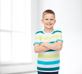 Image showing little boy in casual clothes with arms crossed