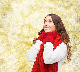 Image showing smiling young woman in winter clothes