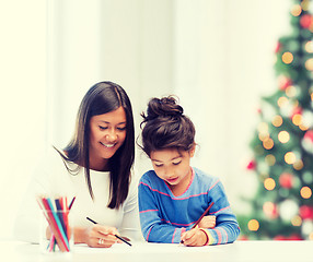 Image showing mother and daughter drawing