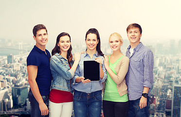 Image showing students showing blank tablet pc screen