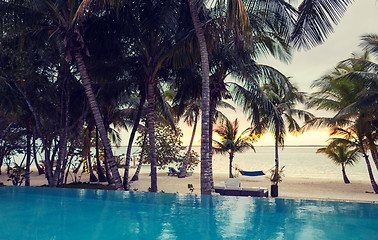 Image showing swimming pool on tropical beach