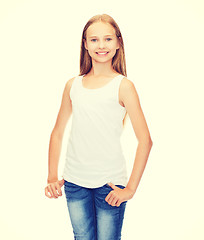 Image showing smiling teenage girl in blank white shirt