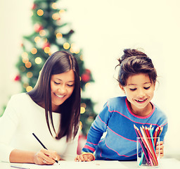 Image showing mother and daughter drawing