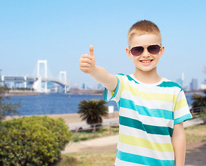 Image showing smiling cute little boy in sunglasses