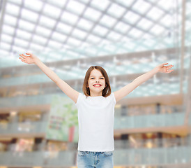 Image showing smiling little girl in white blank t-shirt