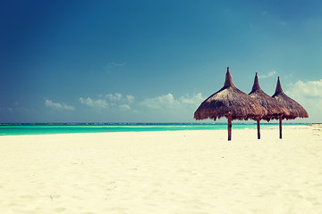 Image showing tropical beach with palapa