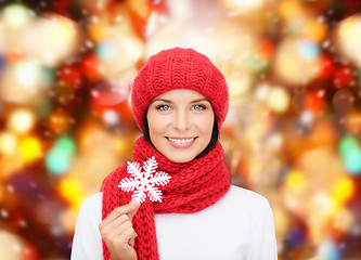 Image showing smiling young woman in winter clothes