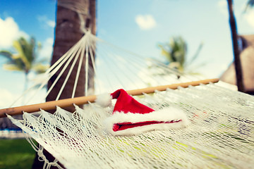 Image showing picture of hammock with santa helper hat