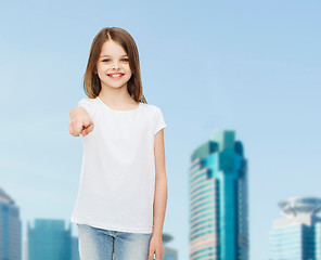 Image showing smiling little girl in white blank t-shirt