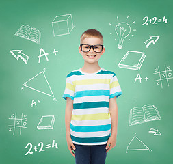 Image showing smiling little boy in eyeglasses