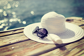 Image showing close up of beach accessories at seaside