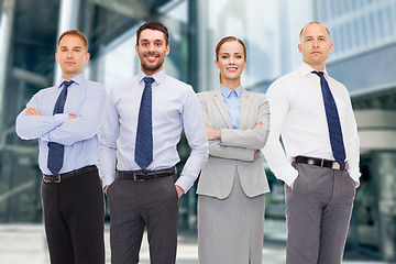 Image showing group of smiling businessmen outdoors