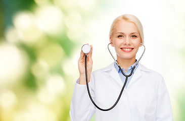 Image showing smiling female doctor with stethoscope