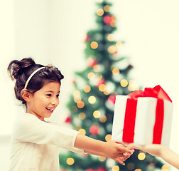 Image showing happy child girl with gift box