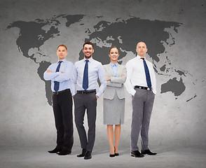 Image showing group of smiling businessmen over white background