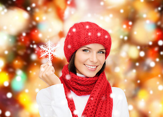 Image showing smiling young woman in winter clothes