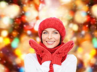 Image showing smiling young woman in winter clothes