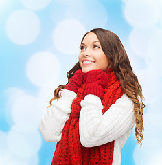 Image showing smiling young woman in winter clothes